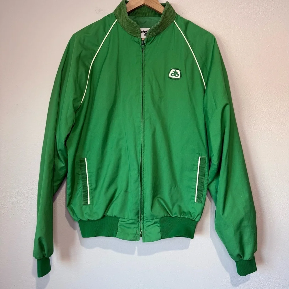 Green Zip-Up Jacket with Logo